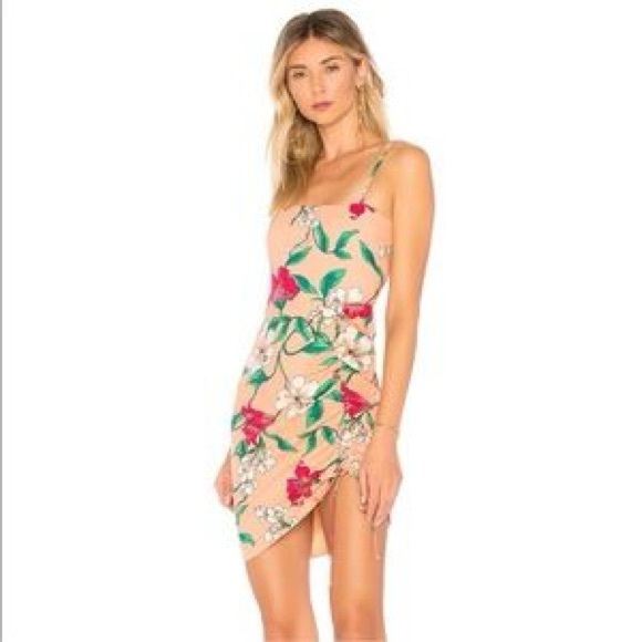Privacy Please Asymmetrical Floral Dress - Pink and Green Small - Picture 1 of 6
